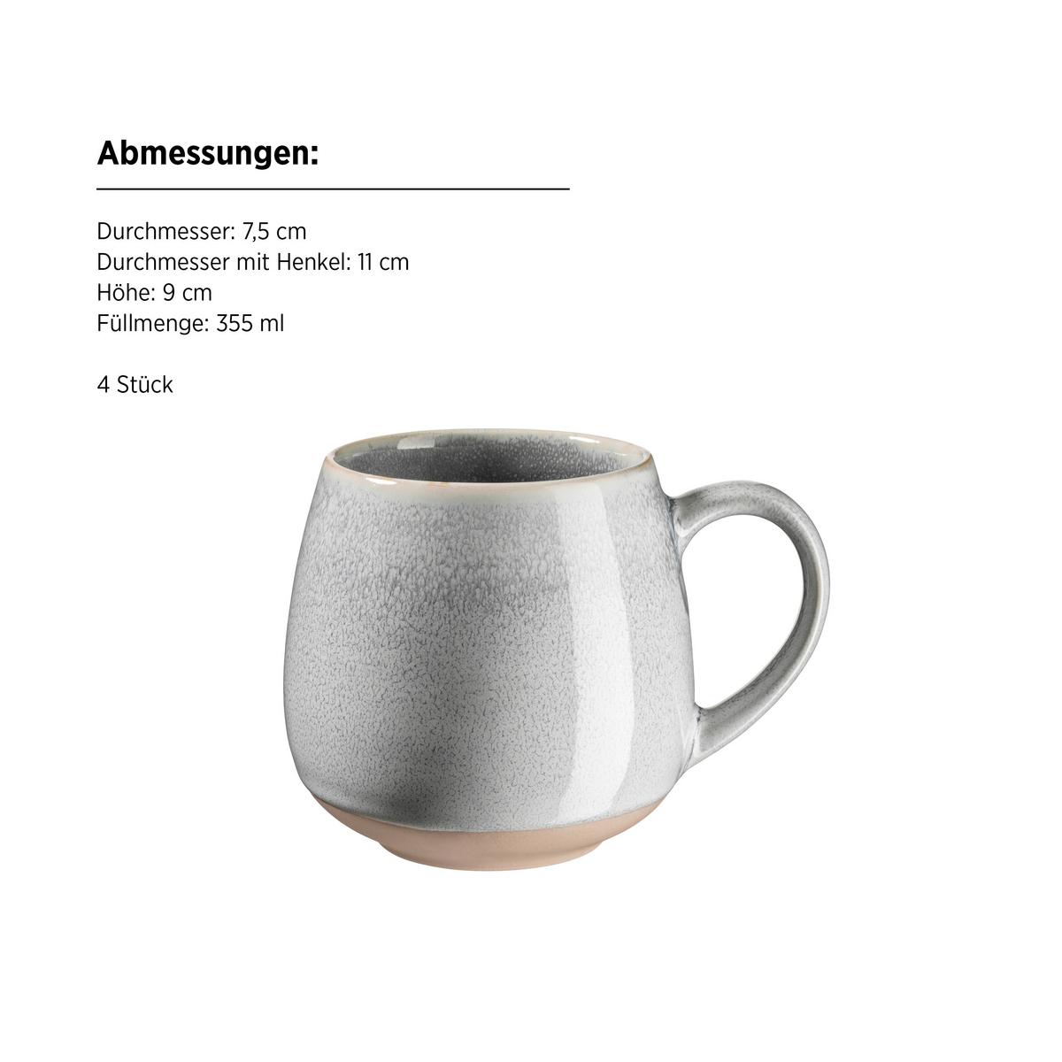 Frühstüvksservicest 16 -Teilig. Steinzeug, Grau/Beige - Beige/Grau, Basics, Keramik - Mäser
