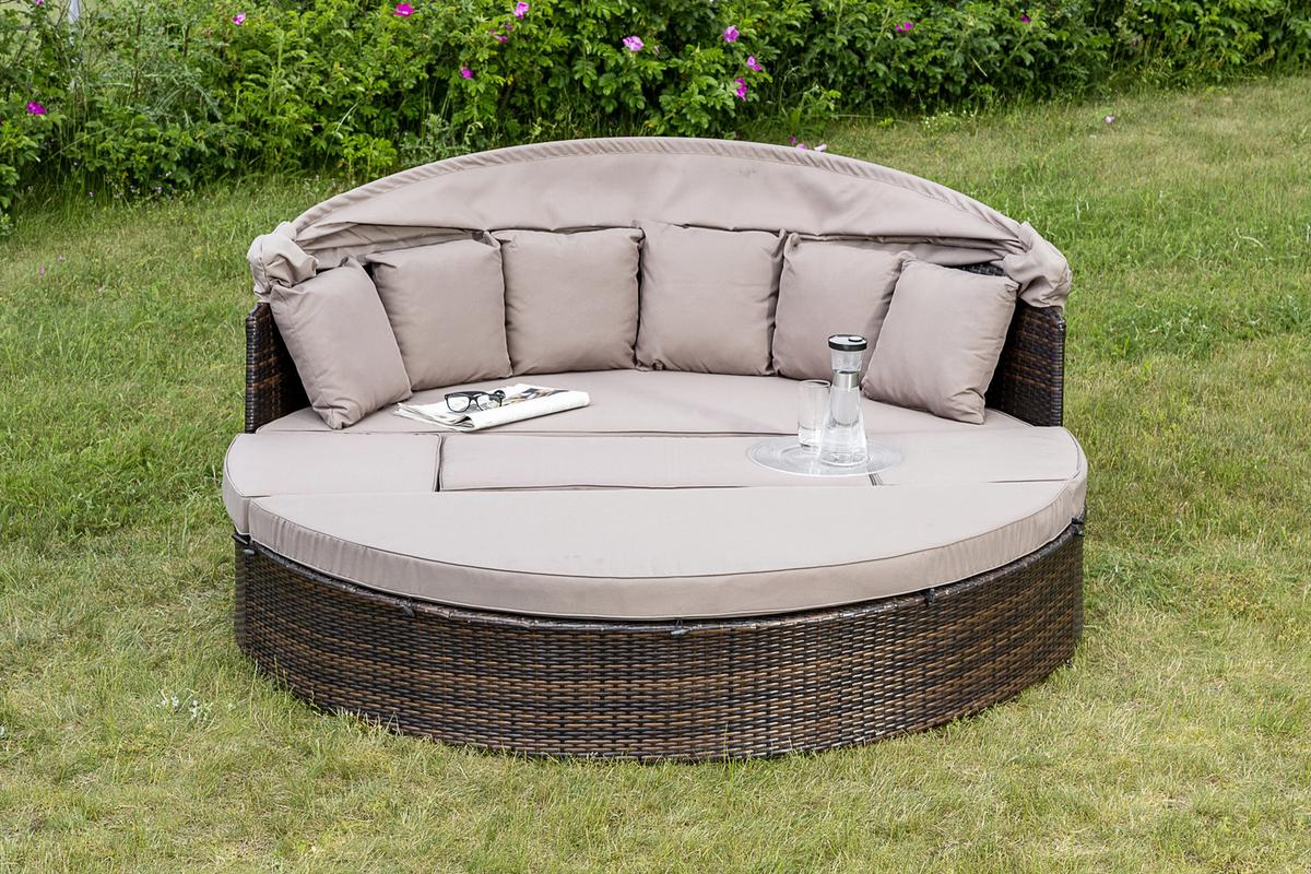 Gartenmuschel Riva Metall/ Kunststoff/Textil verstellbar - Taupe/Braun, KONVENTIONELL, Kunststoff/Textil (180/88/183cm) - Gardenson