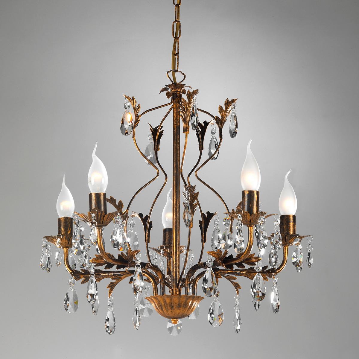 Kristall-hängeleuchte 4670/5 - Bronzefarben, KONVENTIONELL, Glas/Metall (53/100cm)