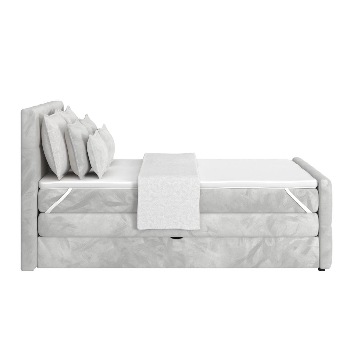 Boxspringbett mit Topper und Bettkasten 140x200 cm Medino - Hellgrau, KONVENTIONELL, Holz/Holzwerkstoff (140/200cm) - Luca Bessoni