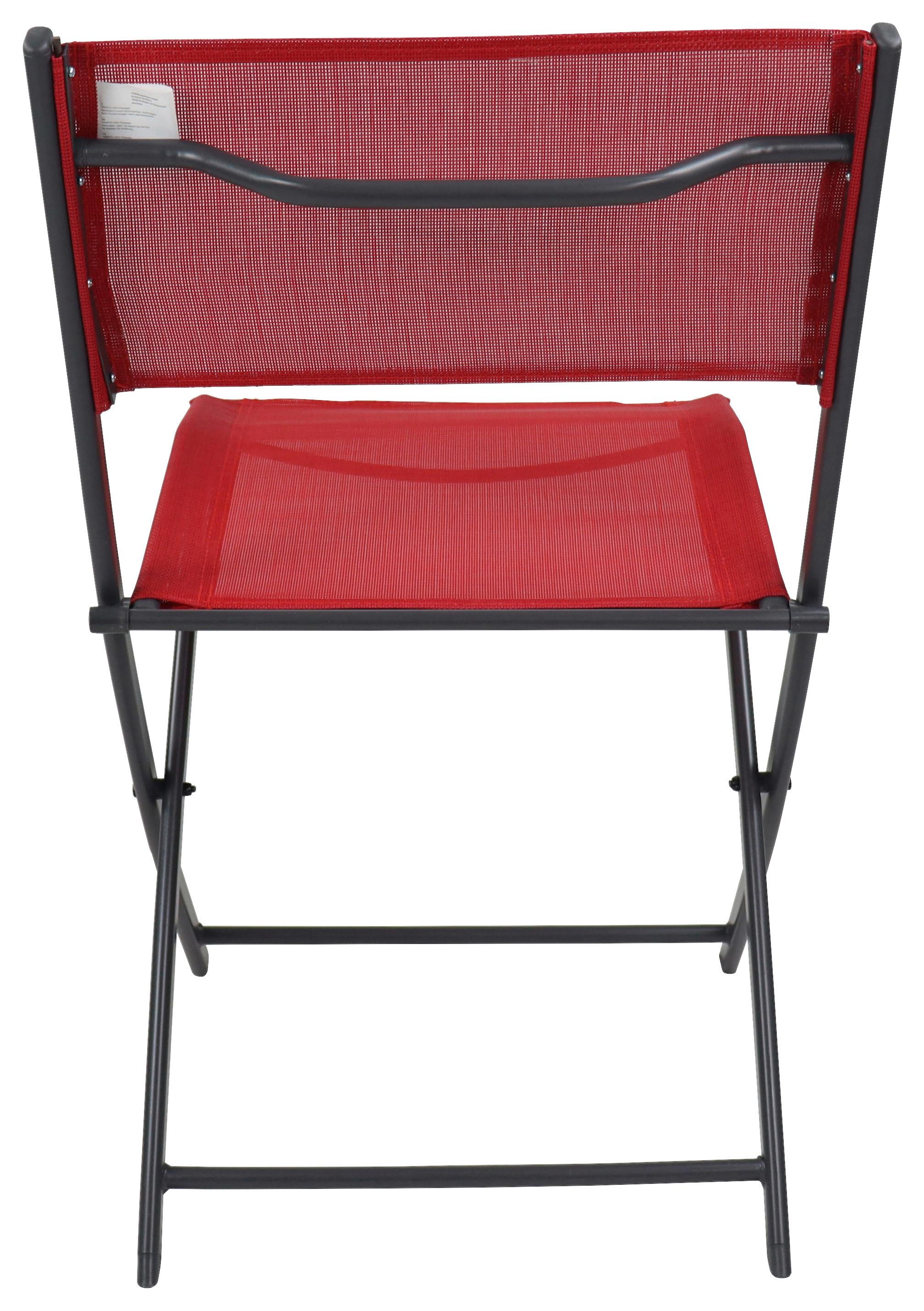 Gartenstuhl-Set Klappbar Sumila Metall, Textil - Rot/Schwarz, MODERN, Textil/Metall (45/79/46cm) - Ambia Garden