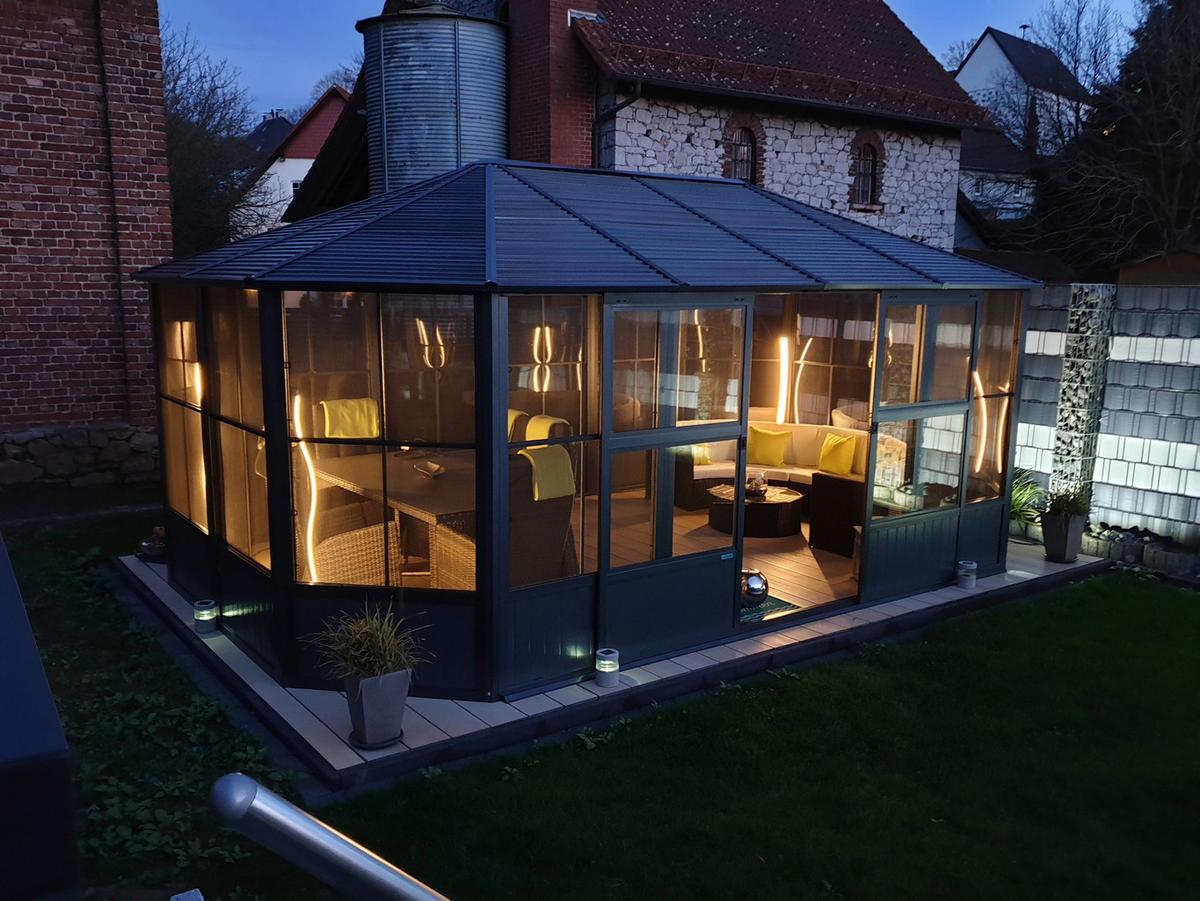 Pavillon Charleston 12x12 384x384 Wetterfest - Anthrazit, Basics, Metall (384/281/384cm)