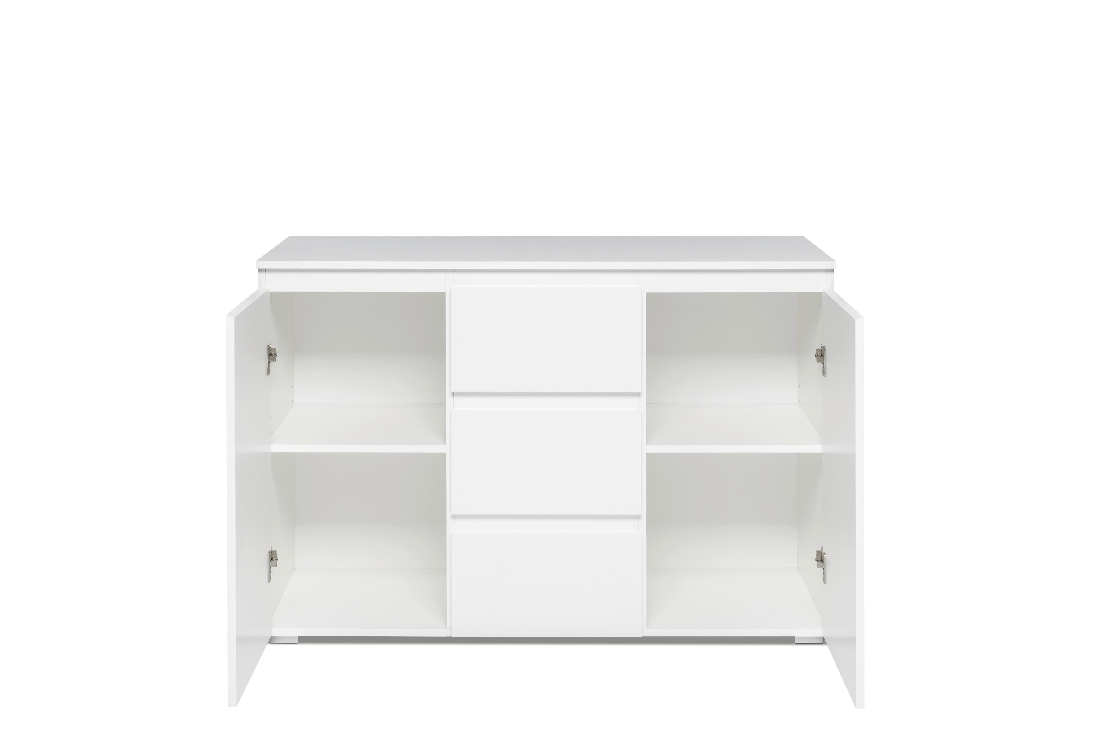 Sideboard in Weiß und Füße in Silber