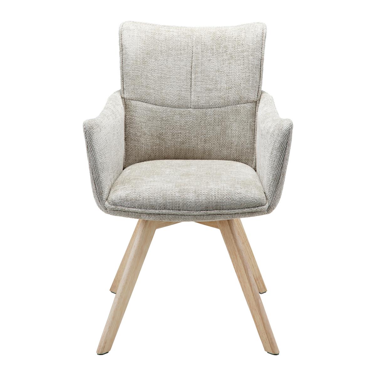 ŽIDLE S PODRUČKAMI TERESA - světle šedá/přírodní barvy, Moderní, kov/dřevo (60/92,5/61cm) - Bessagi Home