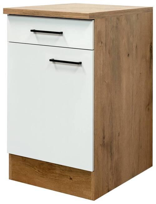 Küchenunterschrank Avila Eichefarben/Magnolie B: 50 cm - Eichefarben/Magnolie, KONVENTIONELL, Holzwerkstoff (50/85/57cm) - FlexWell