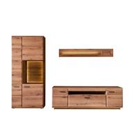Wohnwand Eichefarben, B: 300 cm - Eichefarben, Design, Glas/Holzwerkstoff (300/206/50cm) - Livetastic
