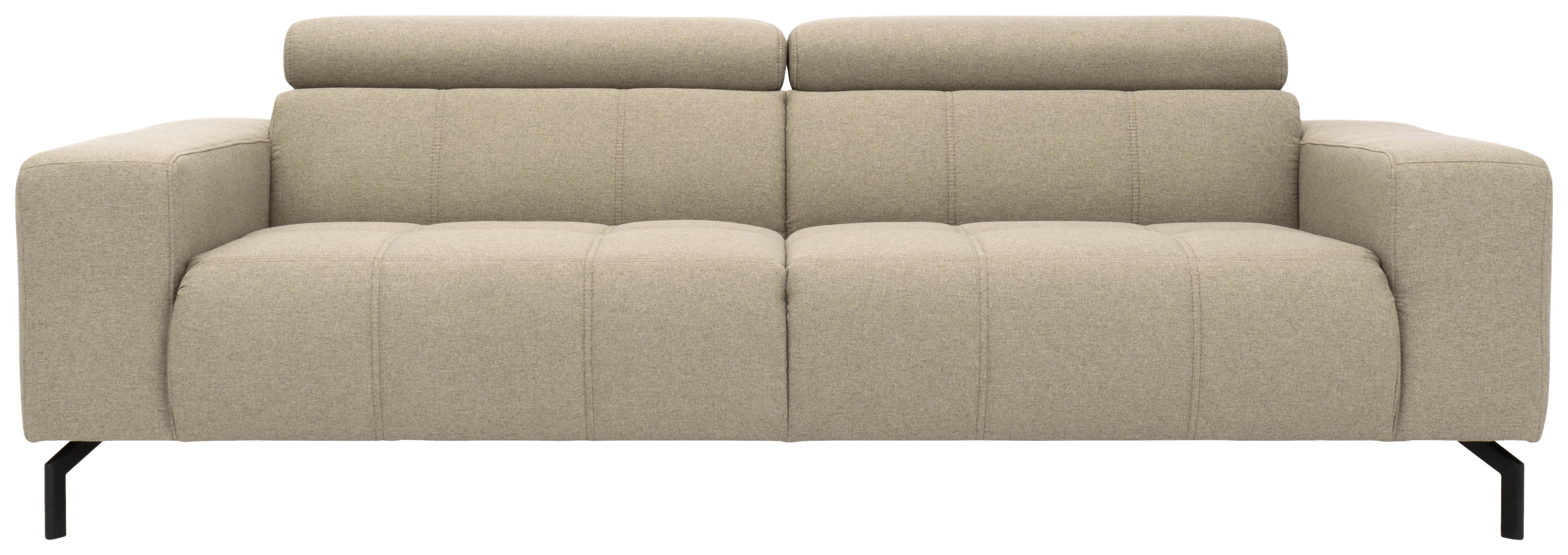 3-Sitzer-Sofa Cunelli Schlammfarben Webstoff - Schlammfarben/Schwarz, Design, Textil (238/79/104cm) - MID.YOU