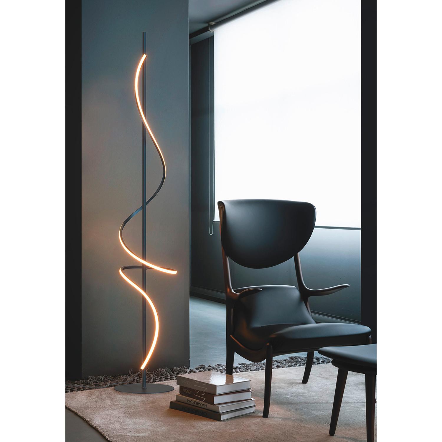 LED-Stehleuchte Ptn Schwarz L: 22 cm - Schwarz, Design, Kunststoff/Metall (22/22/150cm)