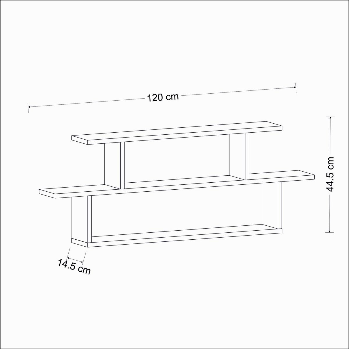 Wandregal Seneca - Eichefarben, Design, Holzwerkstoff (120/44,6/14,6cm) - MID.YOU