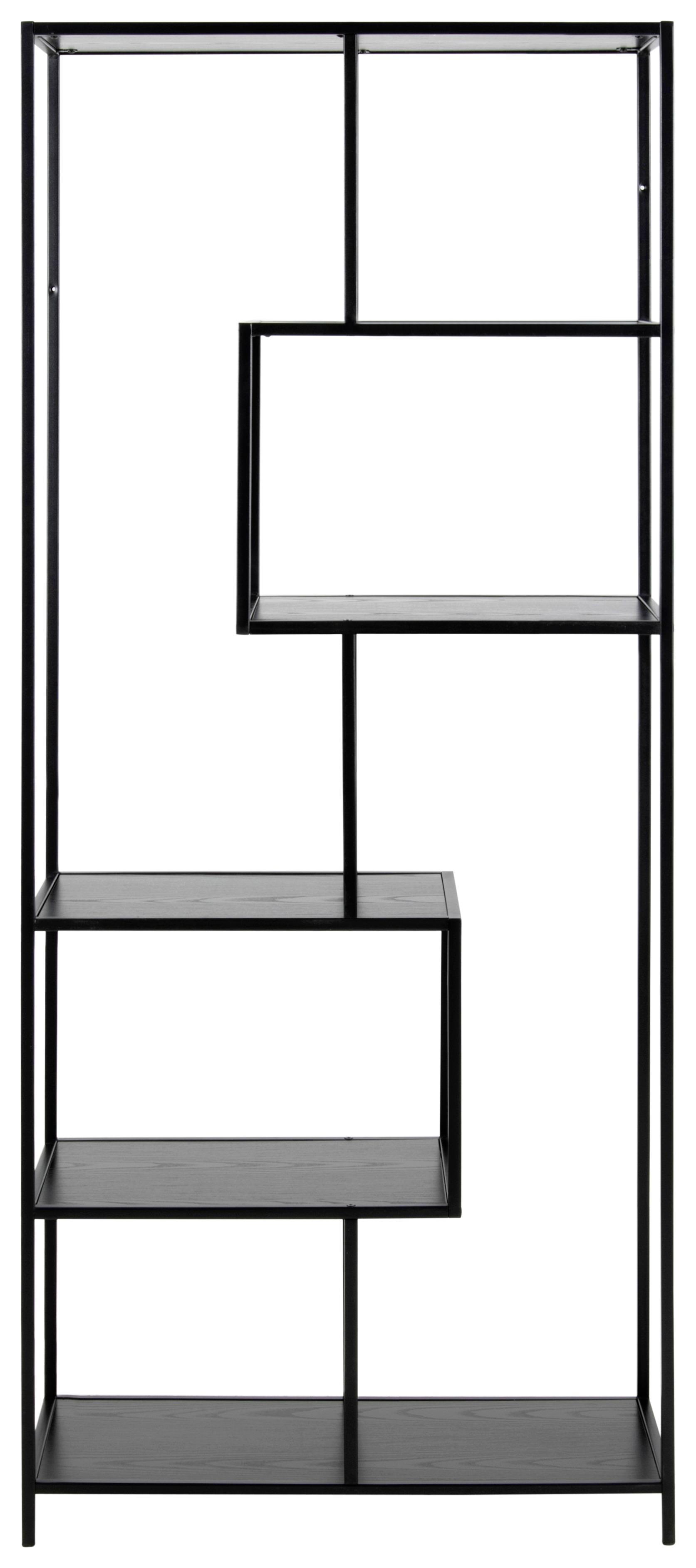 Regal Seaford B 77cm, Schwarz/Eschefarben - Schwarz, Trend, Holzwerkstoff/Metall (77,0/185,0/35,0cm) - MID.YOU