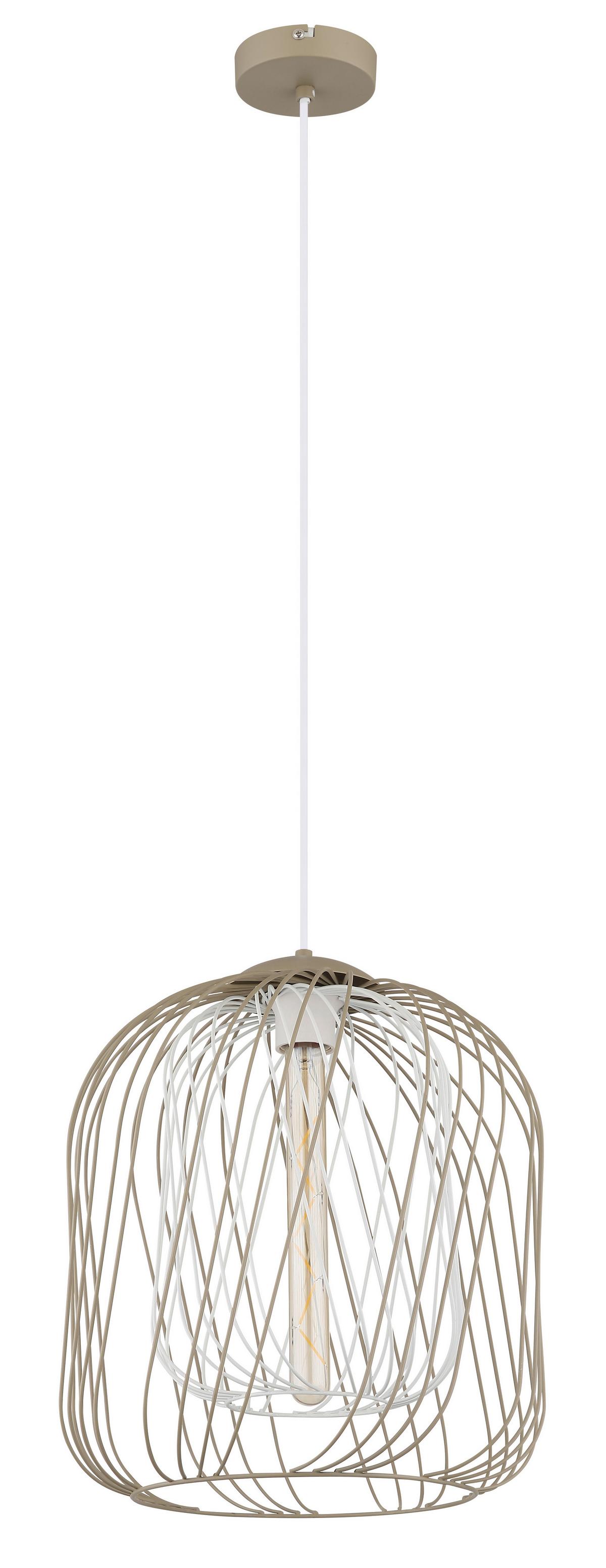 Hängeleuchte Dichti Creme Weiß Sandfarben D: 35 cm - Sandfarben/Creme, Basics, Kunststoff/Metall (35/150cm) - Globo
