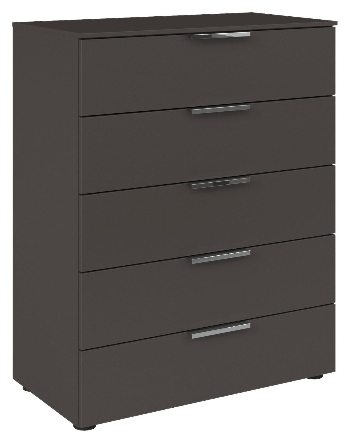 Kommode 80 cm Flipp Graphitfarben - Chromfarben/Schwarz, MODERN, Holzwerkstoff (80/100/42cm) - Rauch Möbel