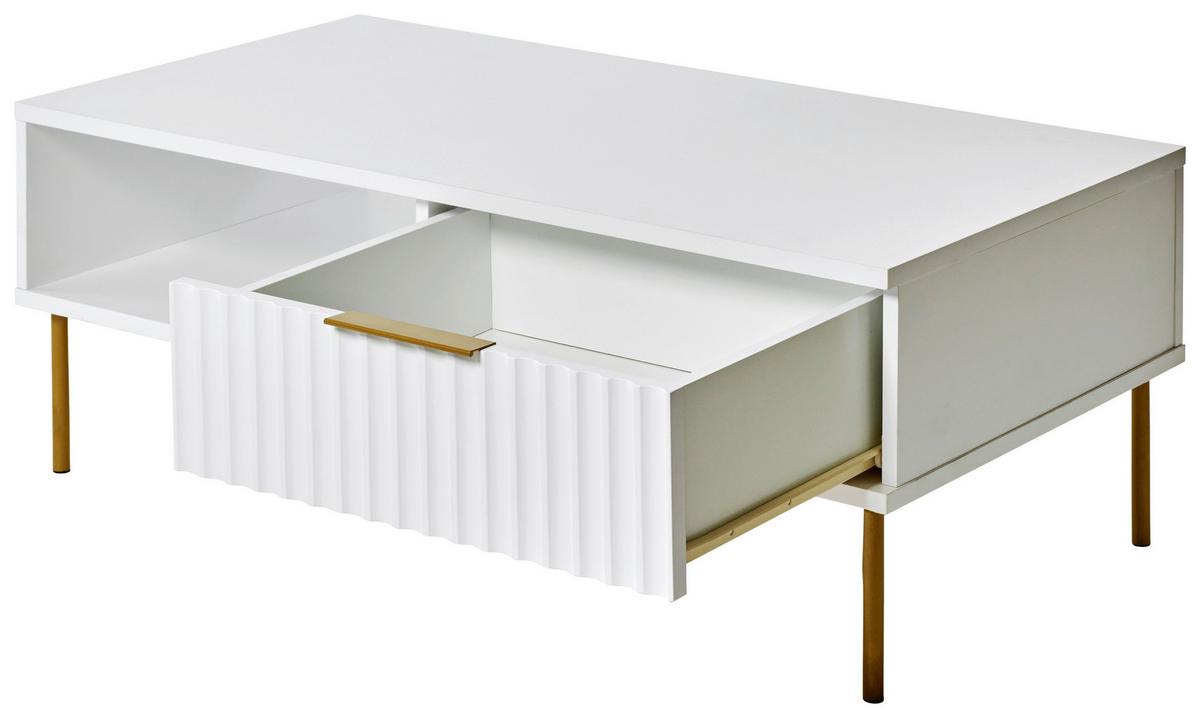Couchtisch Carve Coffee Sk - Goldfarben/Weiß, MODERN, Holzwerkstoff/Metall (108/55/39cm) - Livetastic