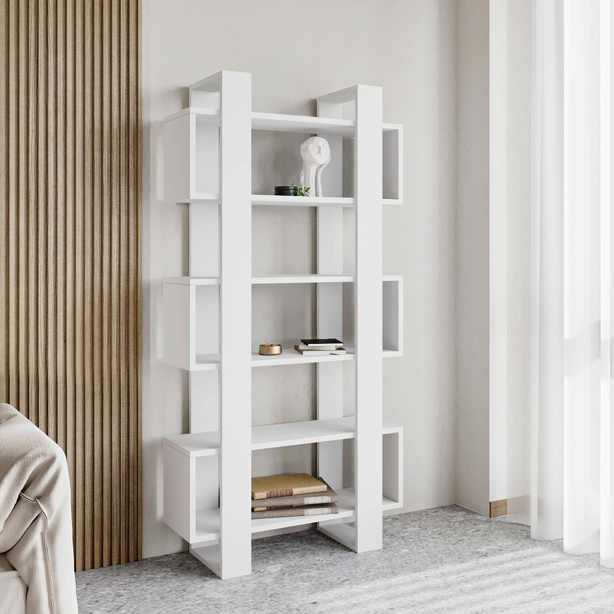 Bücherwand Milano Weiß B: 80cm - Weiß, Design, Holzwerkstoff (80/160/29cm) - Livetastic