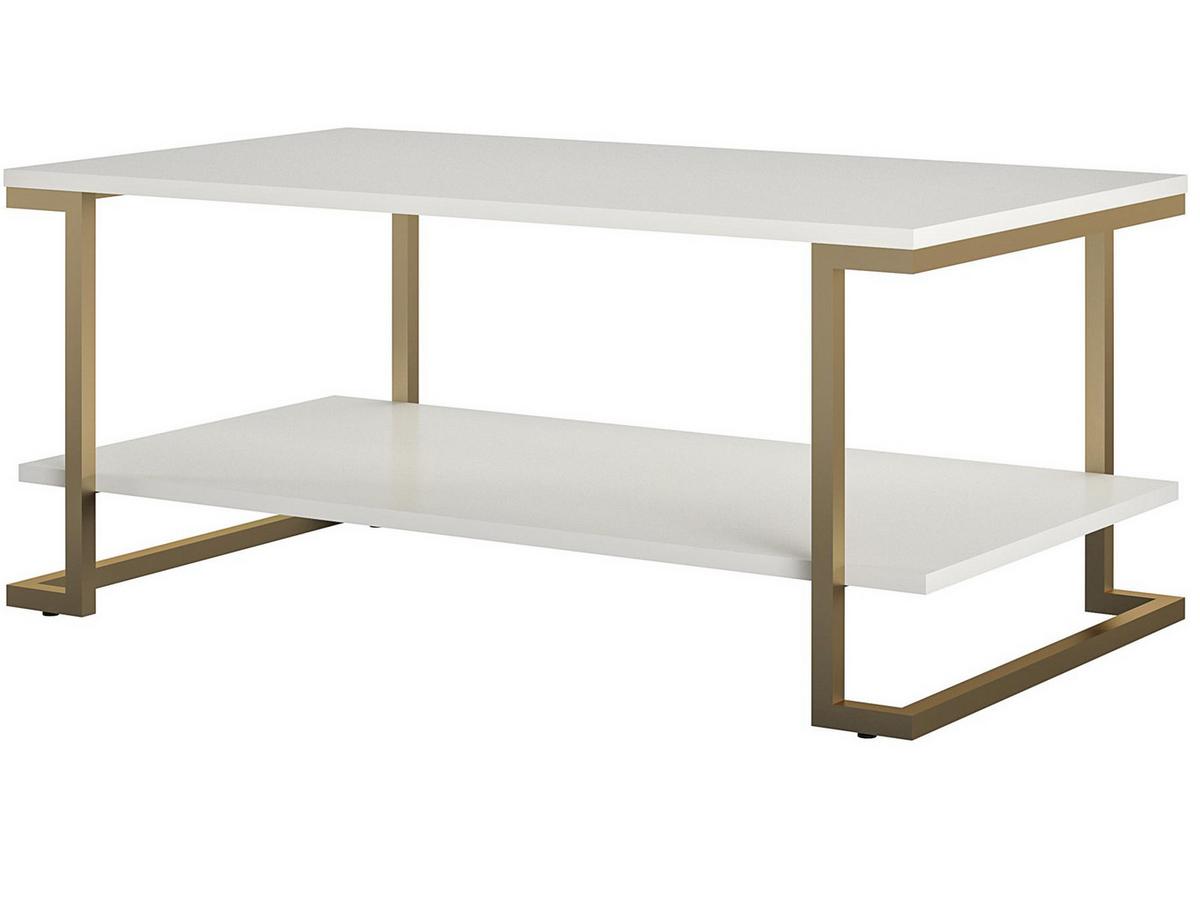 Couchtisch Camila Mit Ablagefach Weiß - Bronzefarben/Weiß, Design, Holzwerkstoff/Metall (106/46/60cm) - MID.YOU