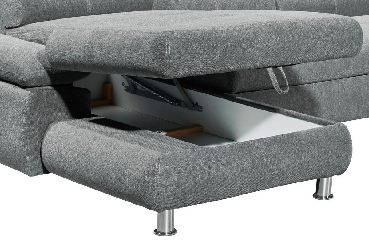 Sedací souprava ALBA U, pravá, šedá, úl.prostor, lůžko - světle šedá, Moderní, textil/plast (177/349/233cm) - MID.YOU