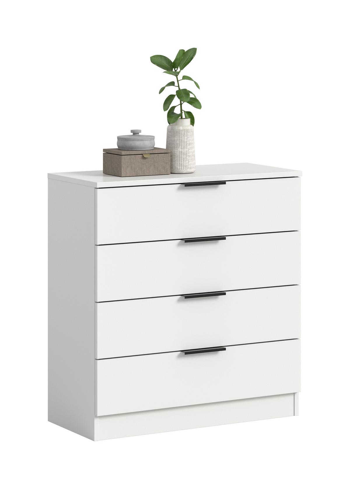 Kommode Kopenhagen, Weiß B: 74 Cm - Schwarz/Weiß, Design, Holzwerkstoff (74/80/35cm) - Livetastic