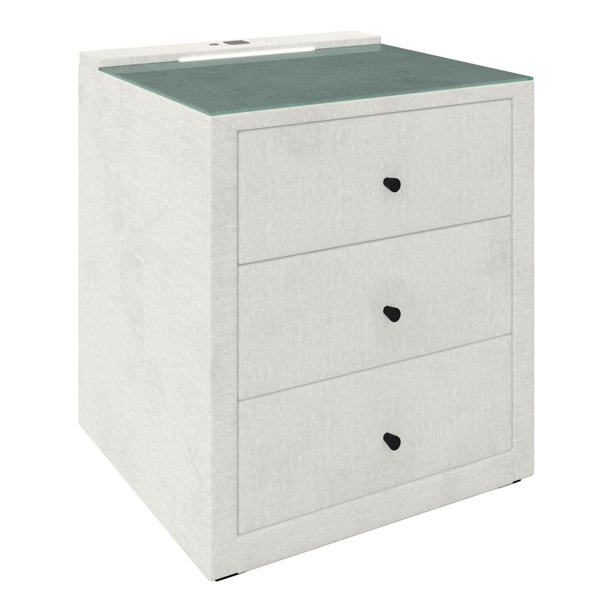 Nachtkästchen Maya - Creme/Schwarz, MODERN, Glas/Holzwerkstoff (48/56/45,5cm)