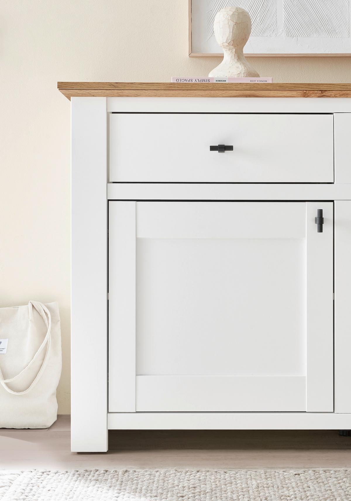 Sideboard Bristol Eiche-/Pinienfarben B: 198cm - Eichefarben/Eiche Wotan, Design, Holzwerkstoff (198/88/45cm) - MID.YOU