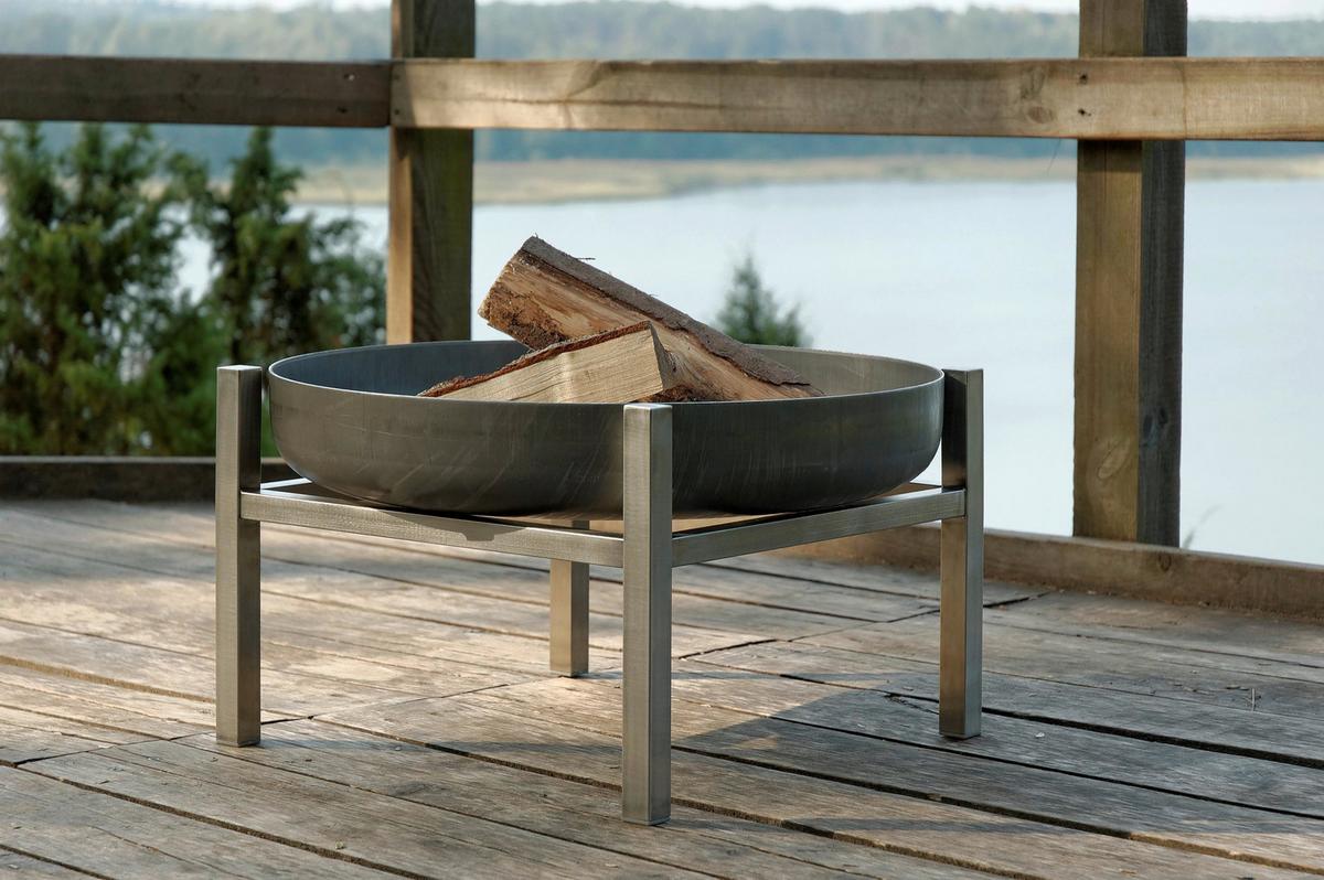 Feuerschale Cube M - Edelstahlfarben/Rostfarben, Basics, Metall (63/63/34,5cm)