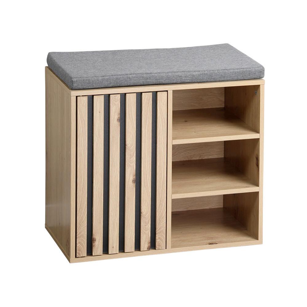 GARDEROBENBANK Eiche/Grau B: 51,5cm - Eichefarben/Schwarz, Basics, Holzwerkstoff/Textil (51,5/48/29,5cm) - Kesper