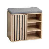 GARDEROBENBANK Eiche/Grau B: 51,5cm - Eichefarben/Schwarz, Basics, Holzwerkstoff/Textil (51,5/48/29,5cm) - Kesper