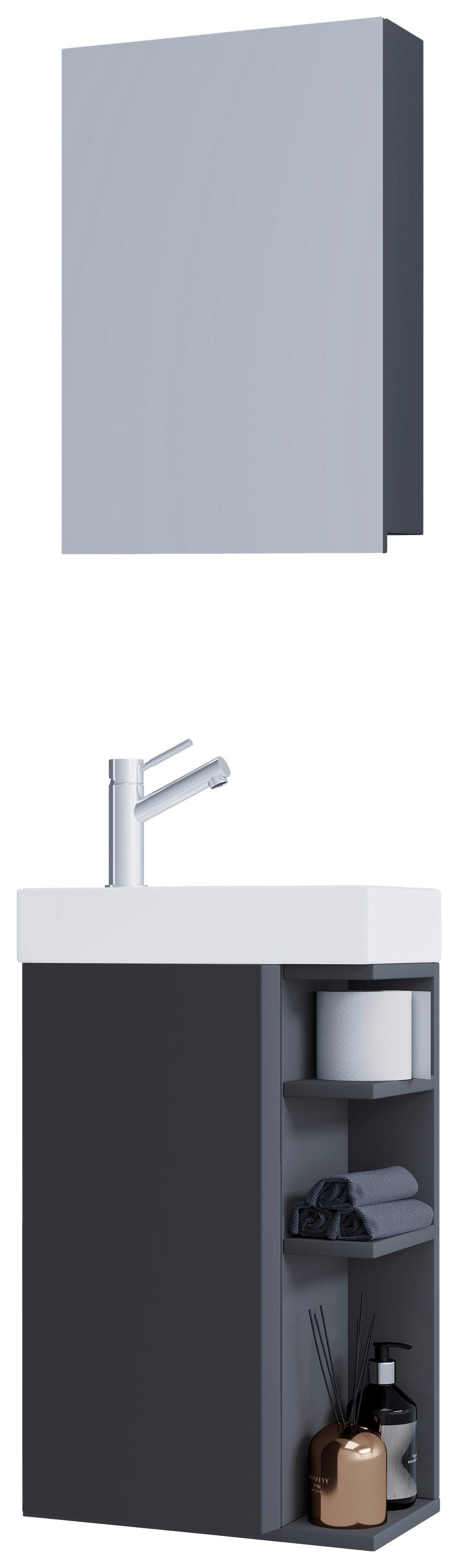 Gästebad Lumia - Anthrazit/Weiß, MODERN, Glas/Keramik (40cm) - MID.YOU