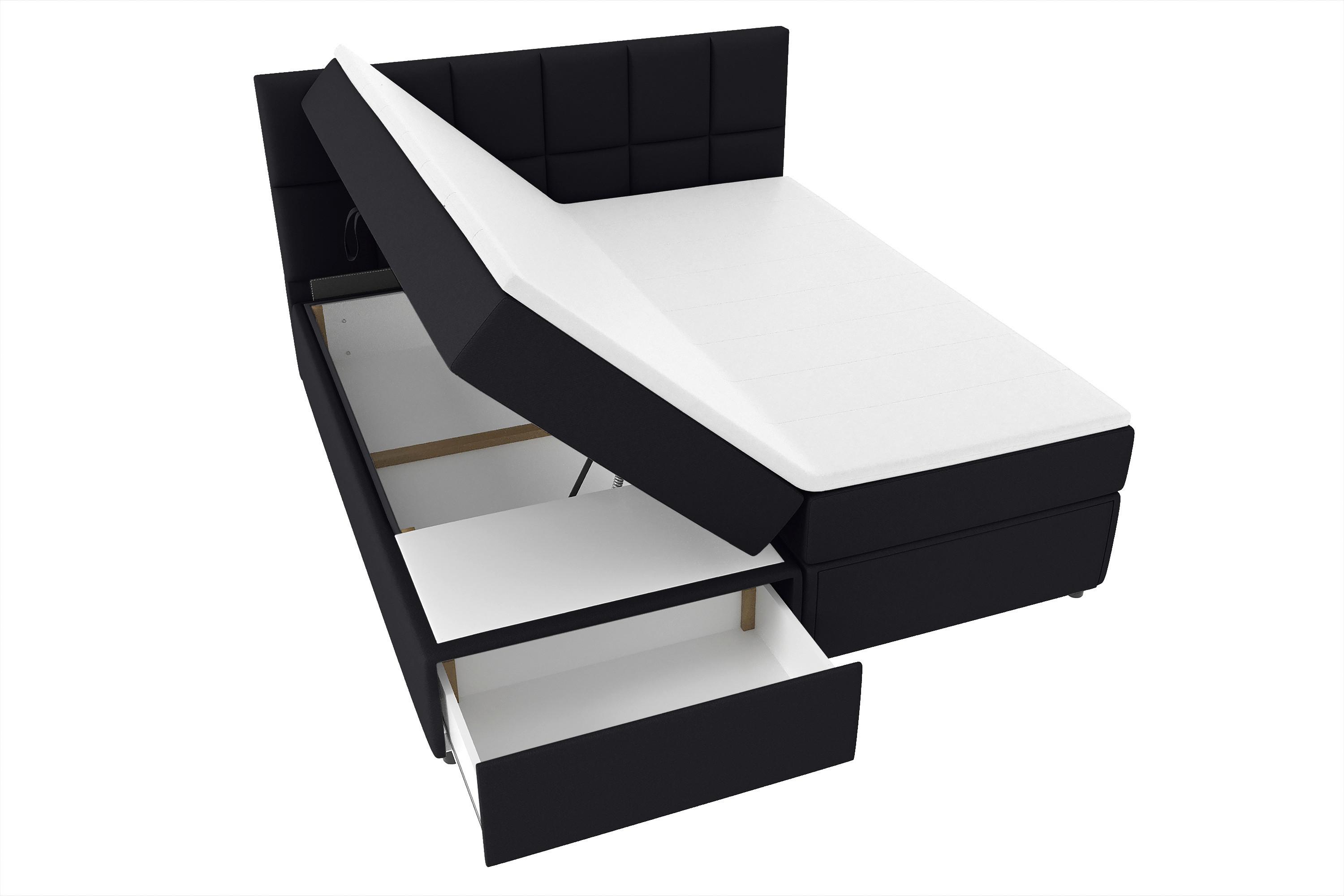 Boxspringbett Mit Topper Garda 180x200 Cm Schwarz - Schwarz, KONVENTIONELL, Holzwerkstoff/Textil (180/200cm)