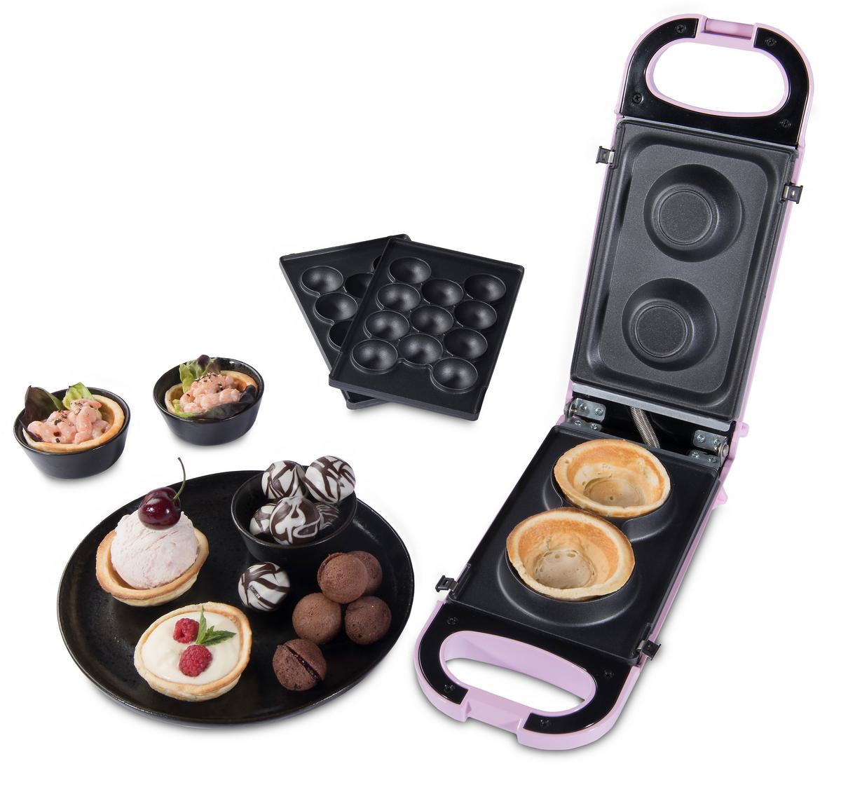 Waffeleisen Snack Maker 700 W Antihaftbeschichtet - Rosa, MODERN, Kunststoff (10/14/30cm) - Trisa Electronics