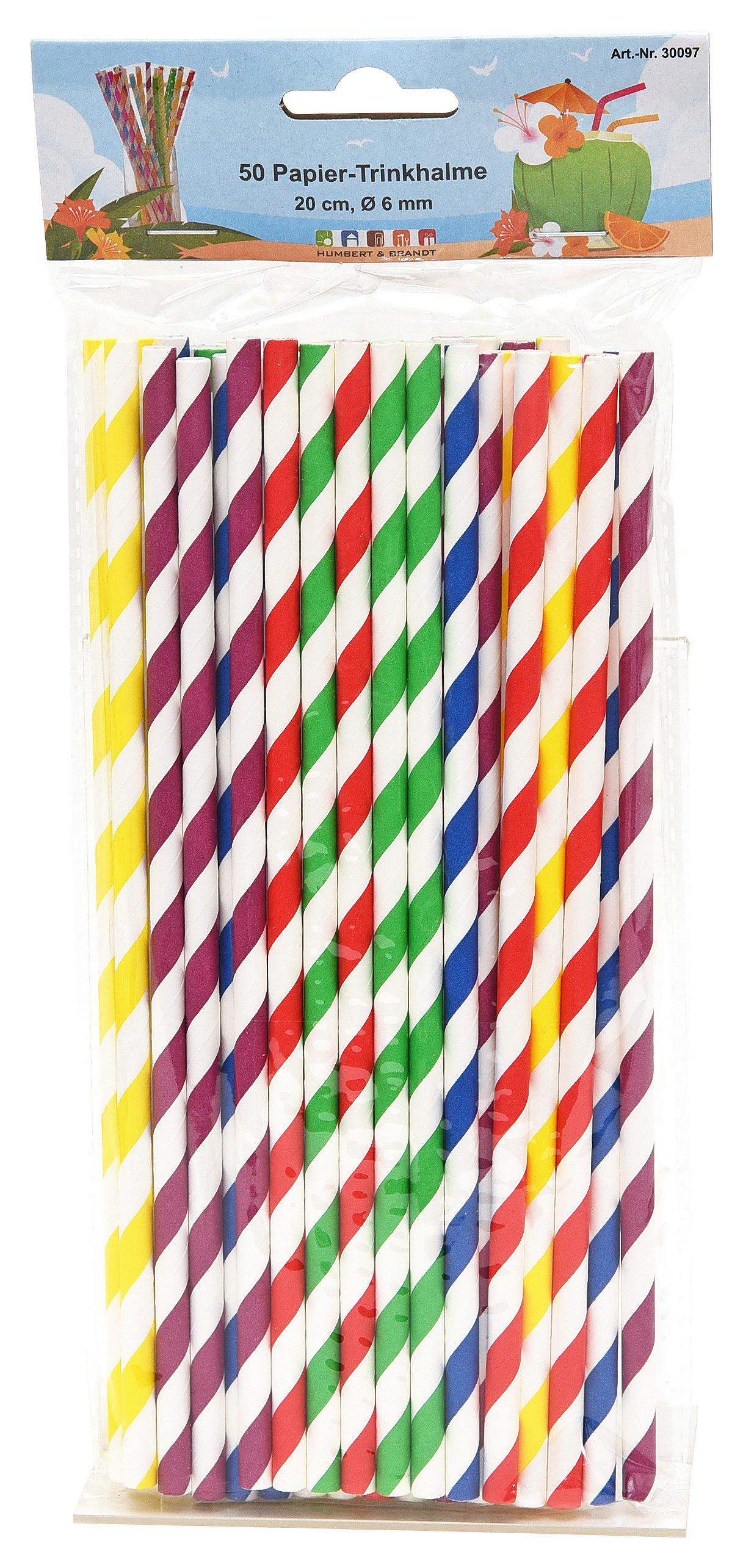 Trinkhalm aus Papier Elina 50 Stk. multicolor - Multicolor, Basics, Papier (20/10/2,5cm)