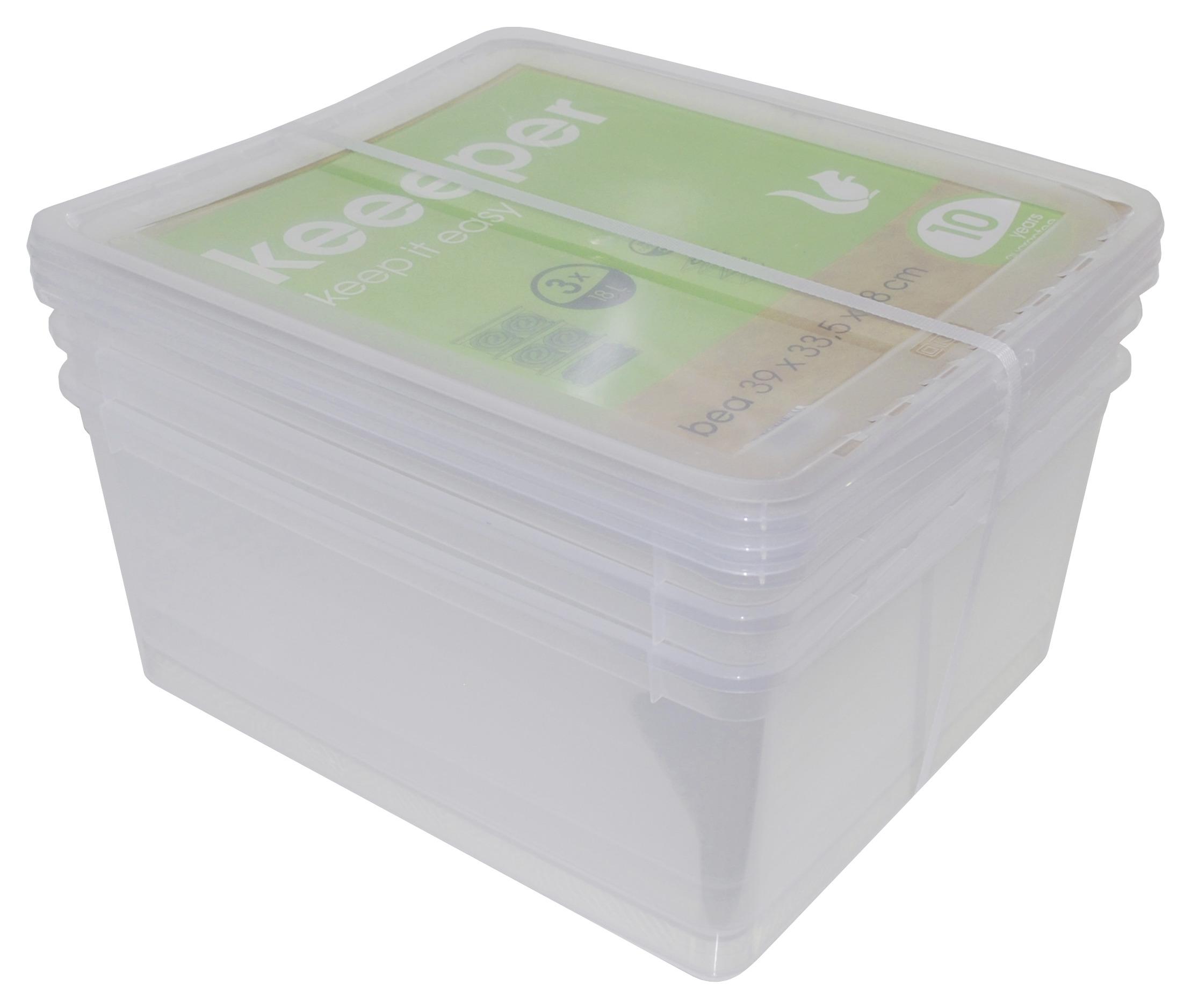 Aufbewahrungsbox Bea Stapelbar 3er-Set Kunststoff 39x34x18 cm - Transparent, Kunststoff (39/33,5/18cm)