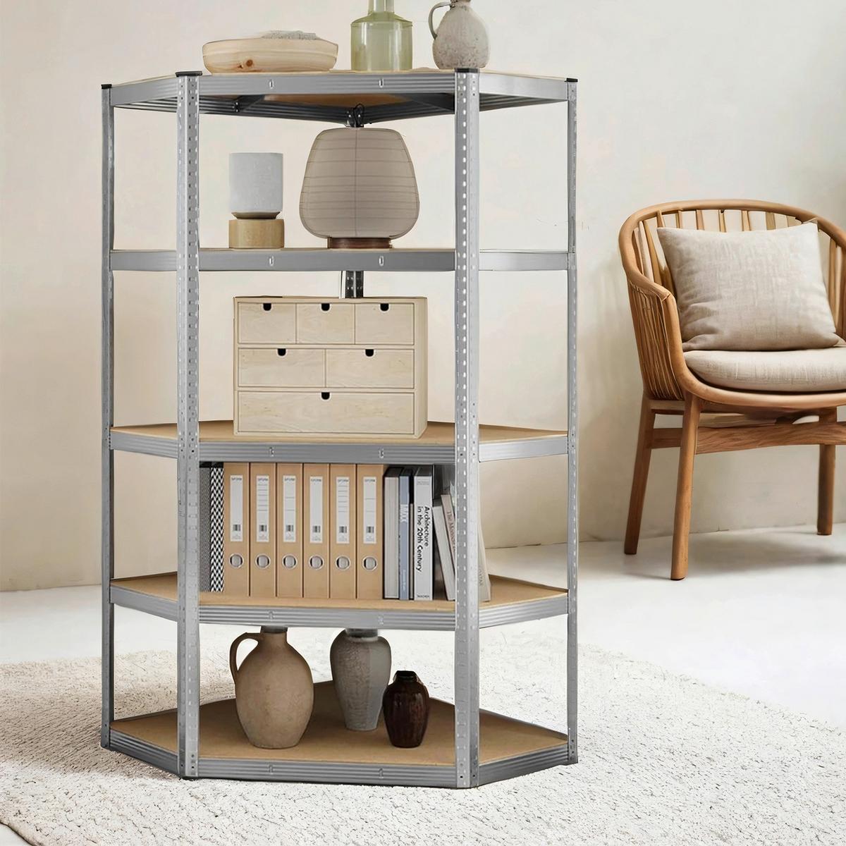 Schwerlastregal Shelving Silberfarben B: 90 cm - Silberfarben, Basics, Holzwerkstoff/Metall (90/180/90cm)