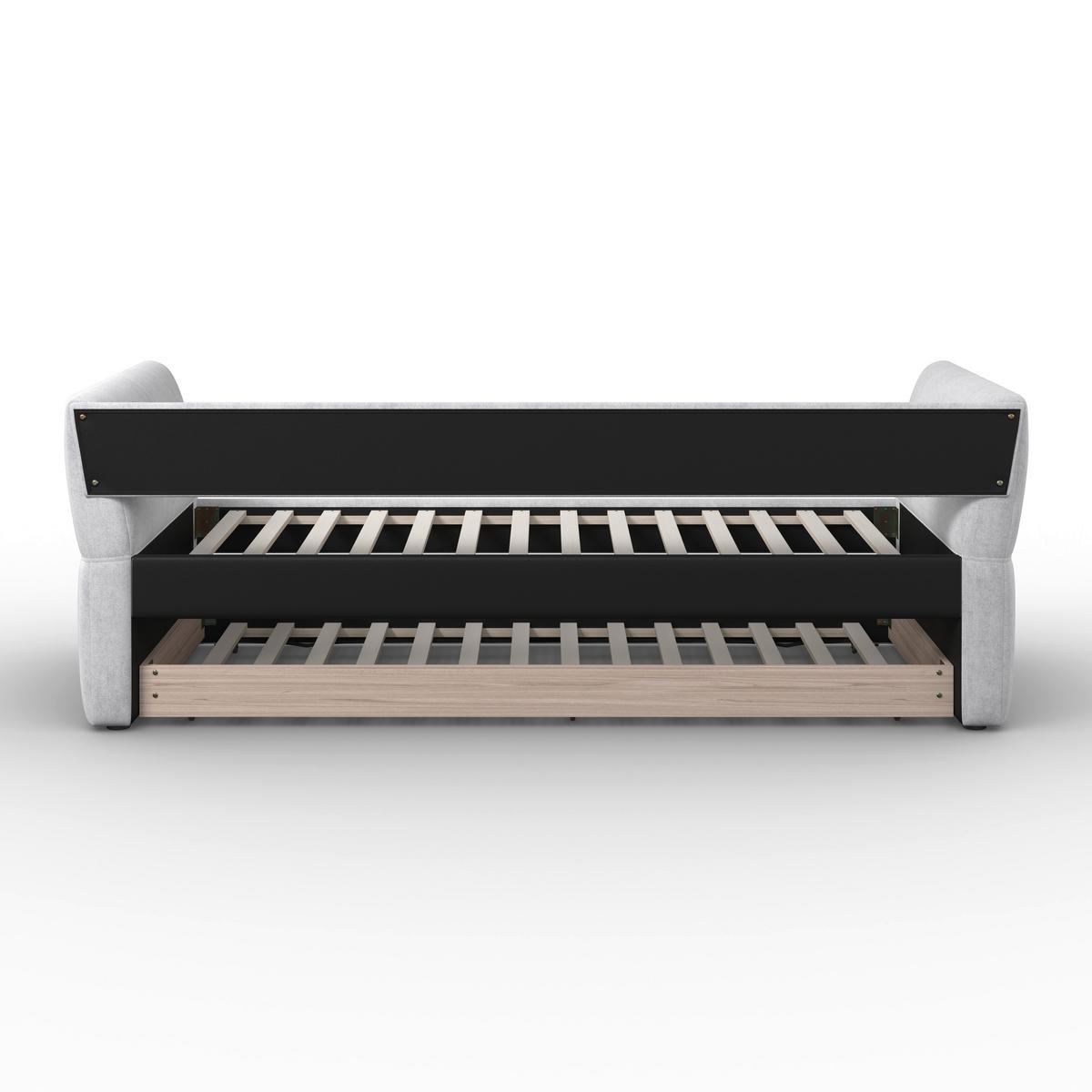 Výsuvná postel DREAM 180x200, světle šedá - černá/světle šedá, Moderní, dřevo/textil (90/200cm) - Bessagi Home