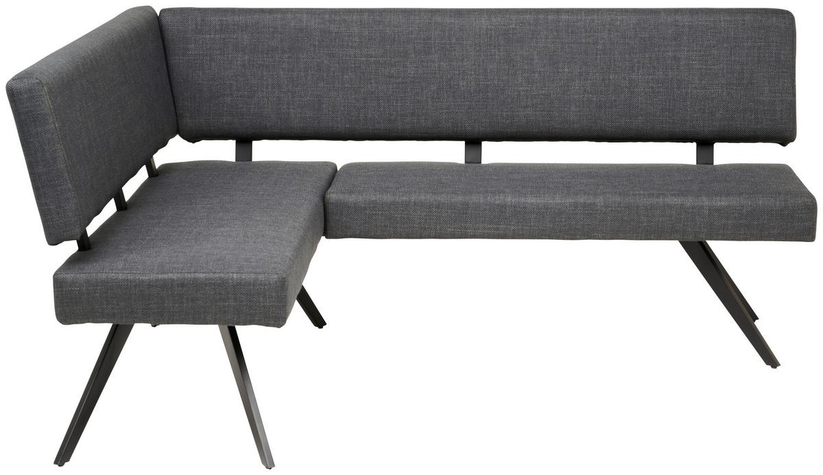 Eckbank Andros dunkelgrau, S: 150x190cm - Dunkelgrau/Schwarz, KONVENTIONELL, Textil/Metall (150/190cm) - Livetastic