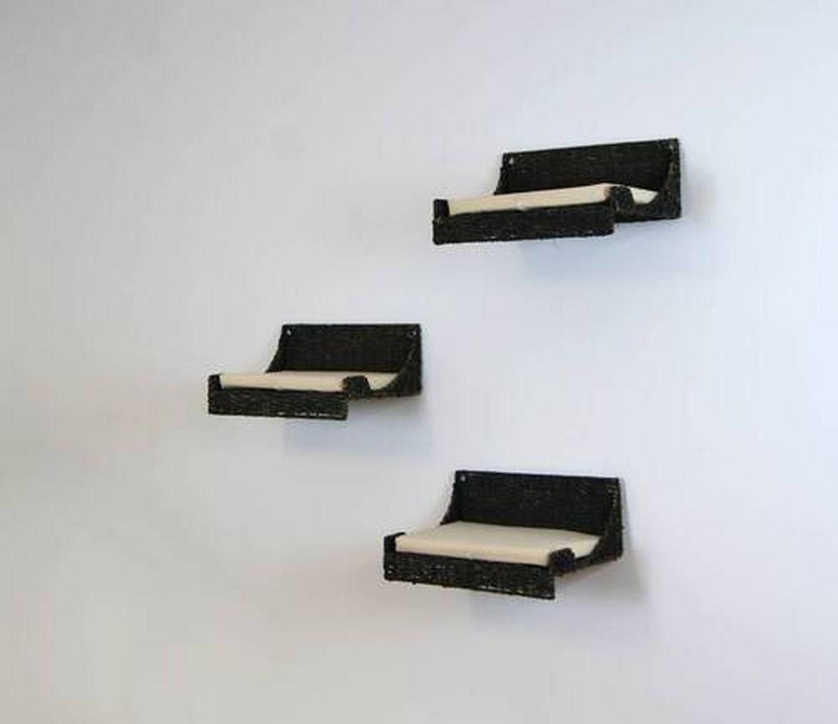 Wandmulde Sammy Schwarz L: 40 cm - Schwarz, Naturmaterialien/Metall (40/25/15cm)