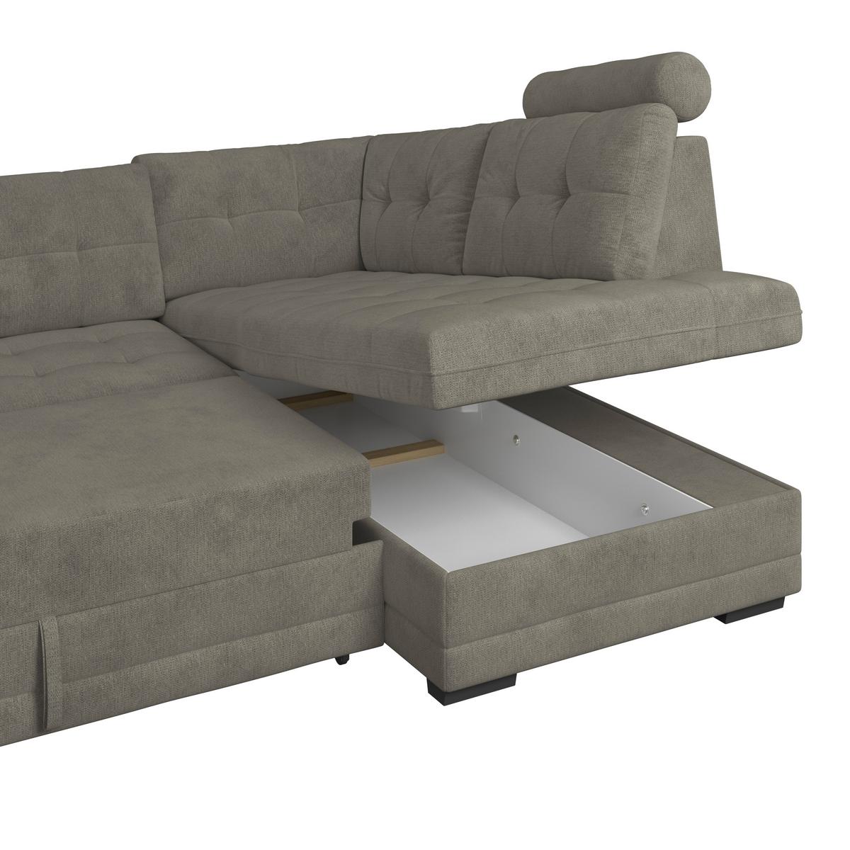 Ecksofa mit Schlaffunktion Falco new Braun 251x183 cm - Schwarz/Braun, KONVENTIONELL, Textil (251/183cm) - Ondega