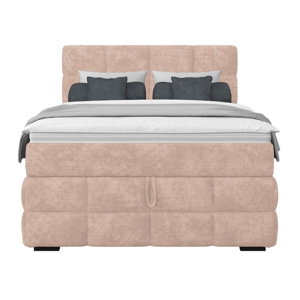 Čalúnená posteľ VEGA 140x200 cm, béžová - čierna/zelená, Trend, drevo/textil (140/200cm)