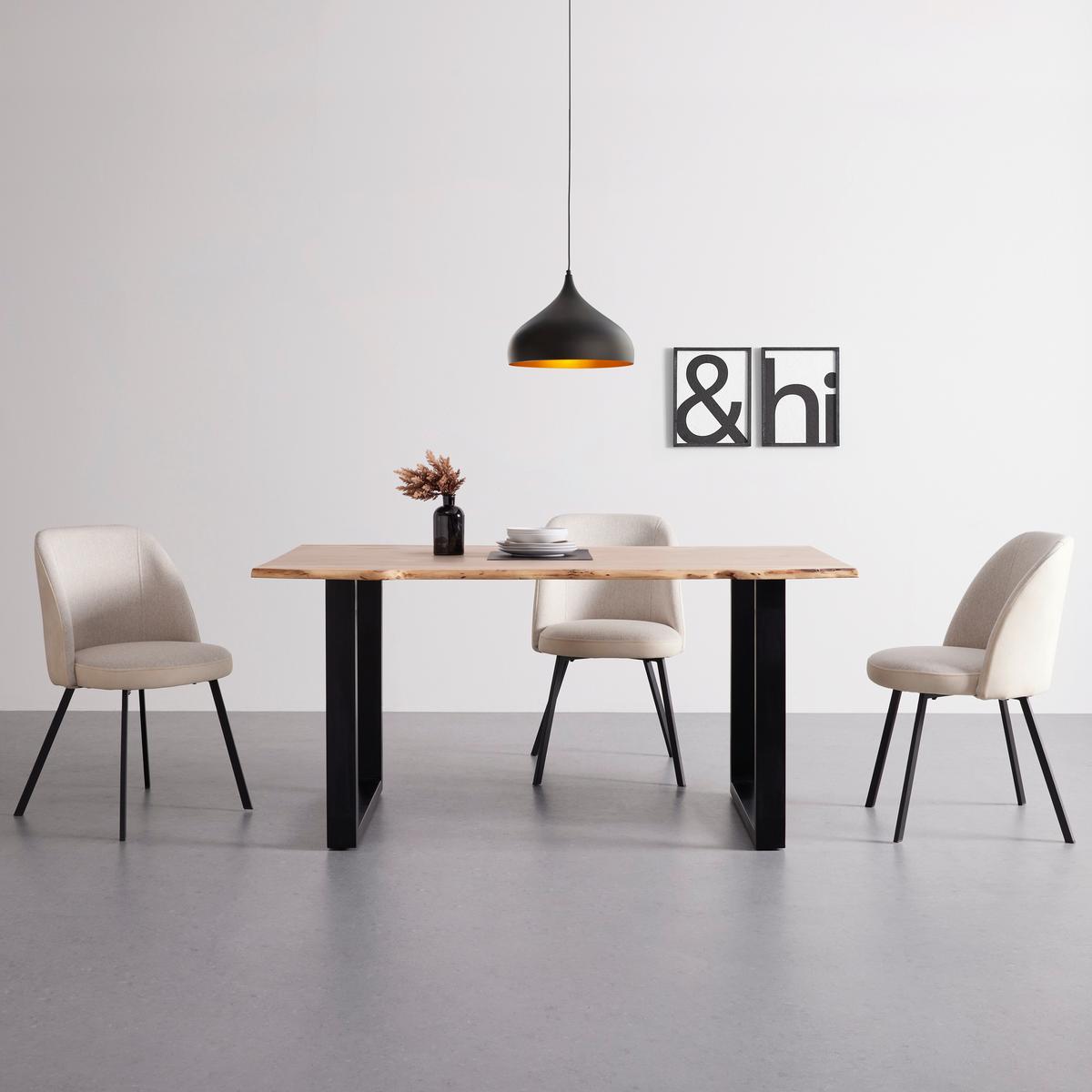 Jídelní stůl z masivu MALMO 160x85 cm - černá/barvy akácie, Moderní, kov/dřevo (160/85/76cm) - Bessagi Home