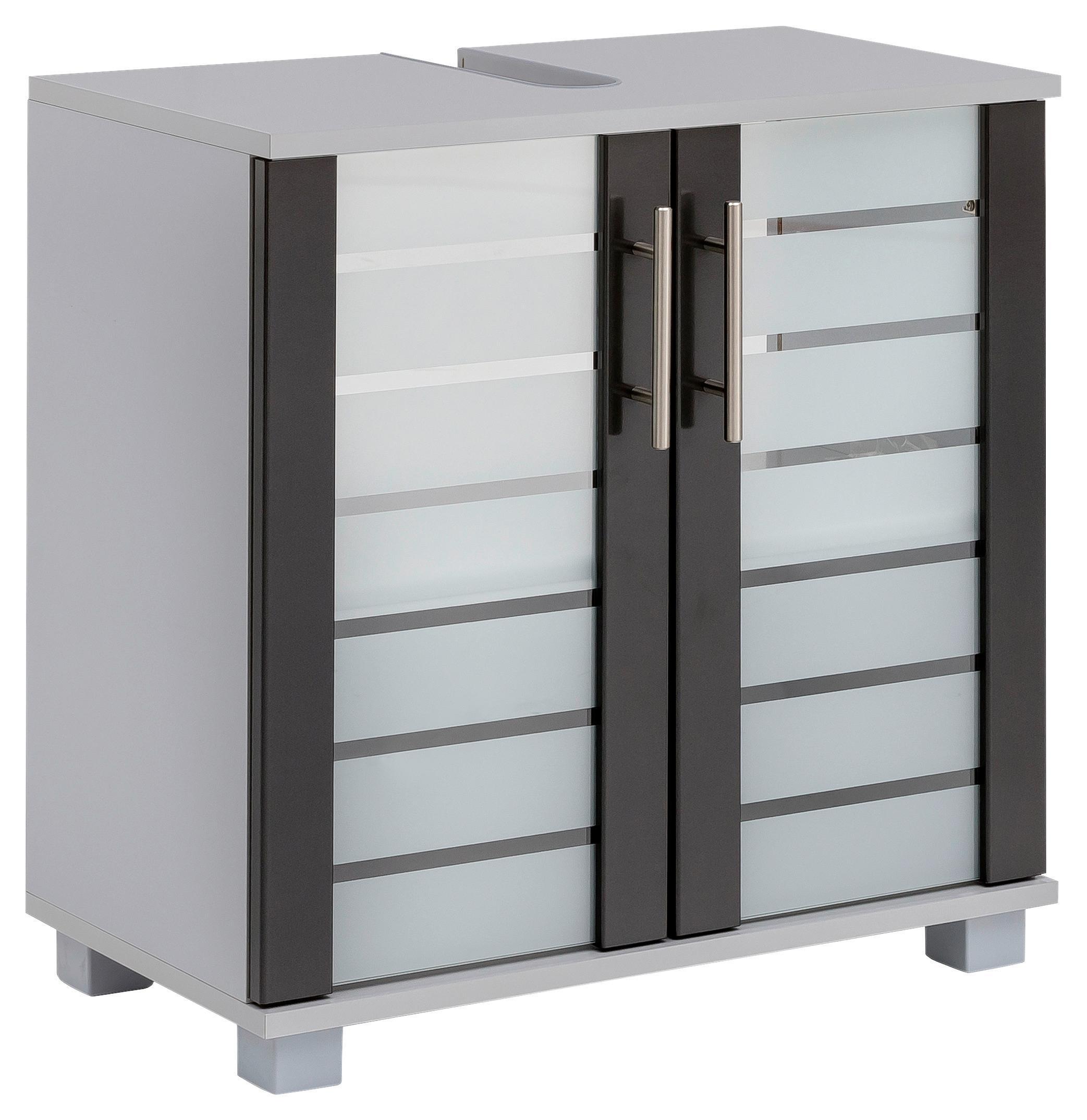 Waschbeckenunterschrank Niko Anthr./Silberfarben B: 59,8cm - Anthrazit/Silberfarben, MODERN, Glas/Holzwerkstoff (59,8/62,4/32,6cm) - MID.YOU