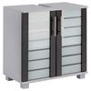 Waschbeckenunterschrank Niko Anthr./silberfarben B: 59,8cm - Anthrazit/Silberfarben, MODERN, Glas/Holzwerkstoff (59,8/62,4/32,6cm) - MID.YOU