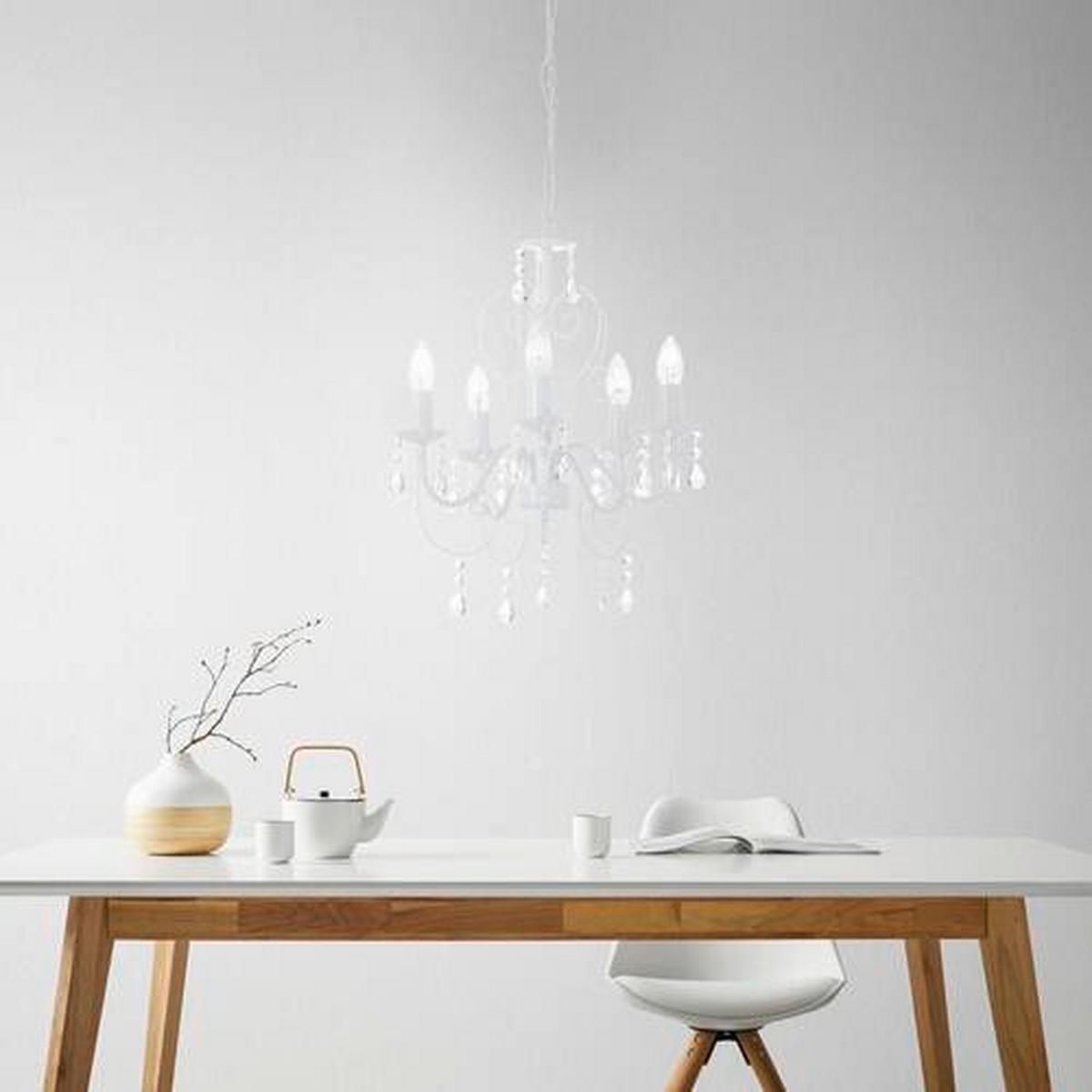 Kronleuchter 63126-5ma Crisi - Weiß, LIFESTYLE, Kunststoff/Metall (44/150cm) - Globo