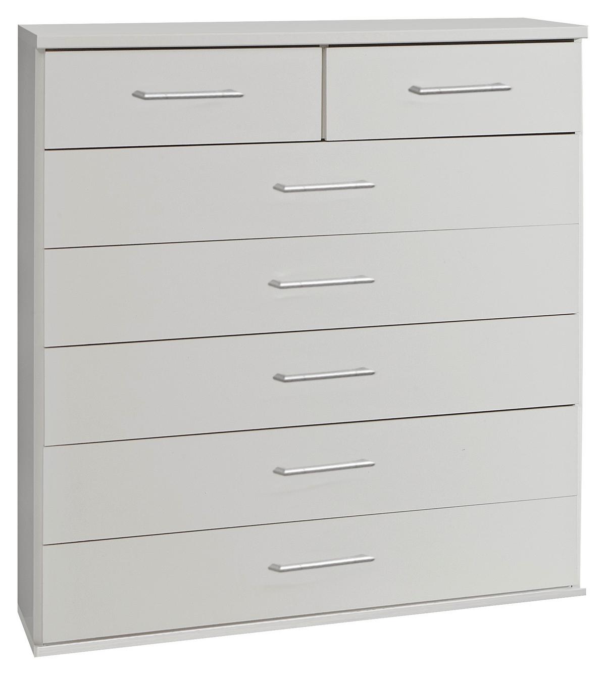 Komoda OSAKA šírka 91cm - biela/hliníková, Konventionell, kompozitné drevo/plast (91/106/40cm) - MID.YOU