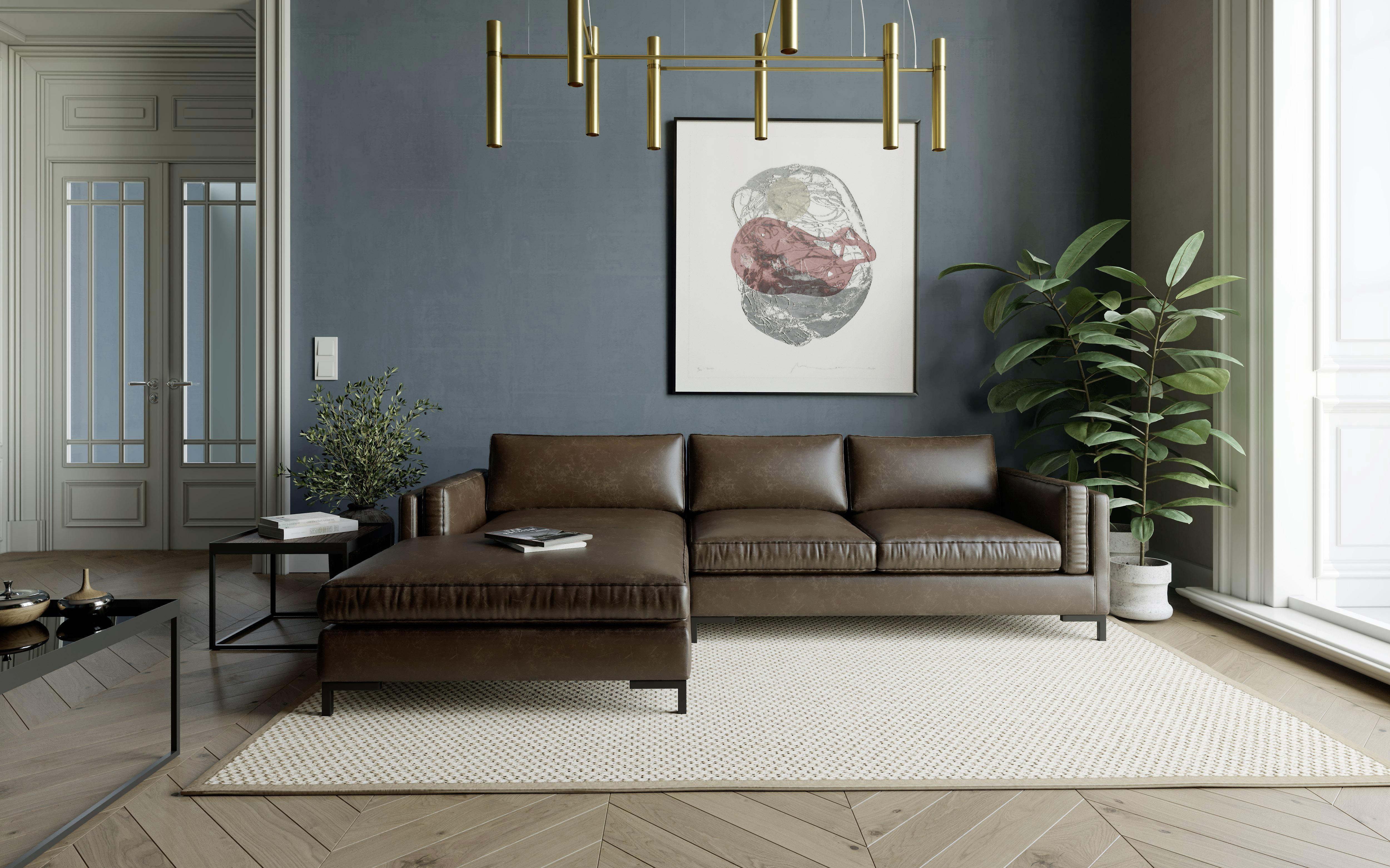 Ecksofa Packo Kastanienfarben S: 160x265 Cm - Kastanienfarben/Schwarz, Design, Textil (160/265cm) - Livetastic