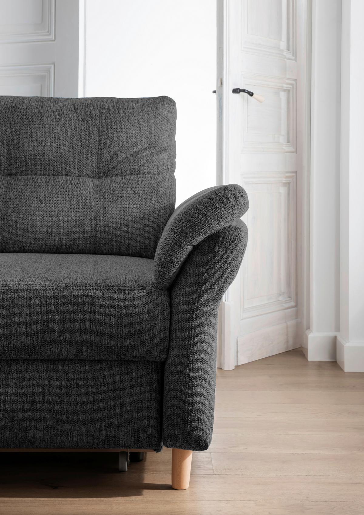 Ecksofa Brizzini mit Schlaf- Funktion, Anthrazit, 176x250 - Anthrazit/Naturfarben, MODERN, Textil (176/250cm) - Livetastic