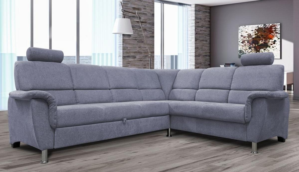 Sedačka MARSYLIA, pravá, modrosivá - čierna/strieborná, Design, kov/drevo (270/216cm) - MID.YOU