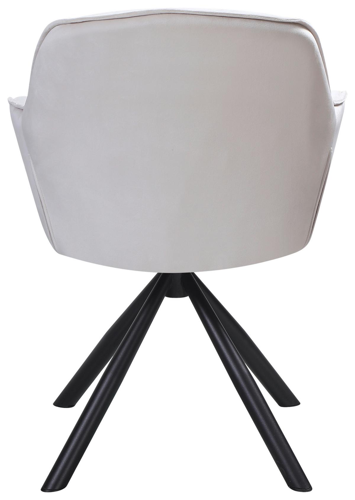 Armlehnstuhl Silvi Samt Beige 360° drehbar - Beige/Schwarz, KONVENTIONELL, Textil/Metall (62/85/62cm)