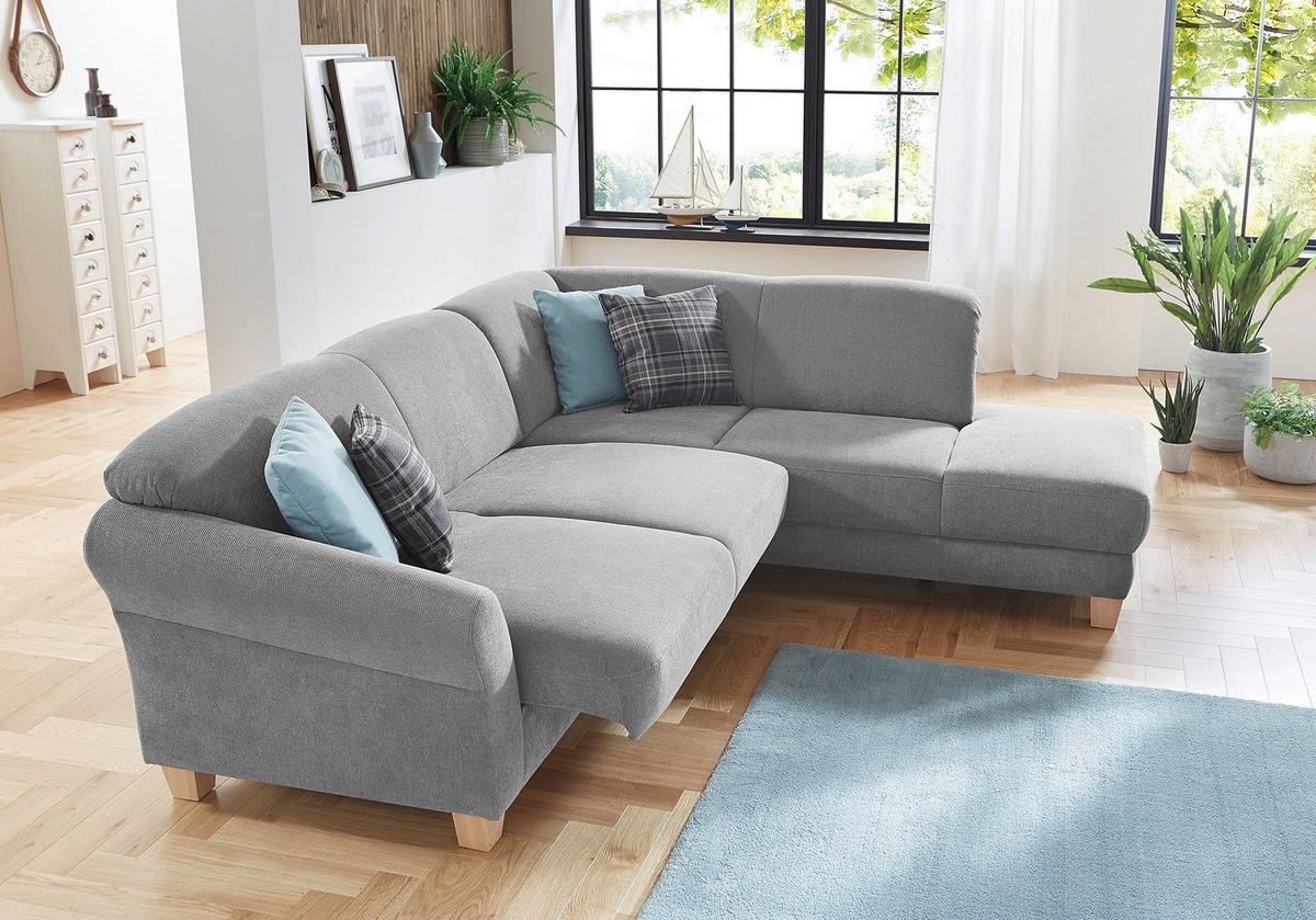 Ecksofa Gotland silberfarben mit Bettkasten, 257x212 cm - Silberfarben/Naturfarben, KONVENTIONELL, Textil (257/212cm) - Sit & More