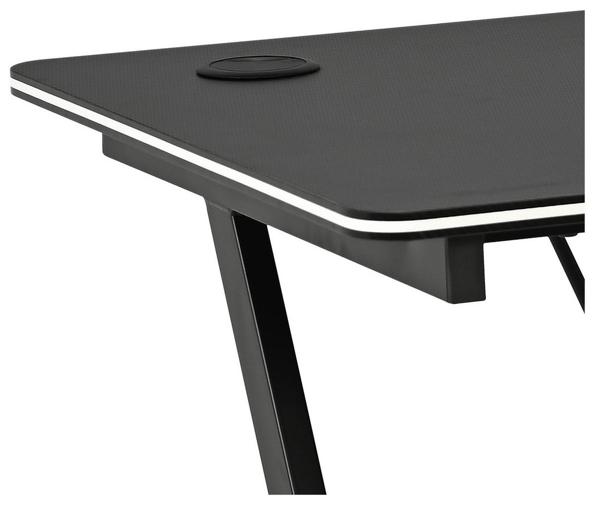 Gamingtisch Paul Schwarz B: 110 cm - Schwarz/Weiß, Trend, Holzwerkstoff/Metall (110/75/60cm)