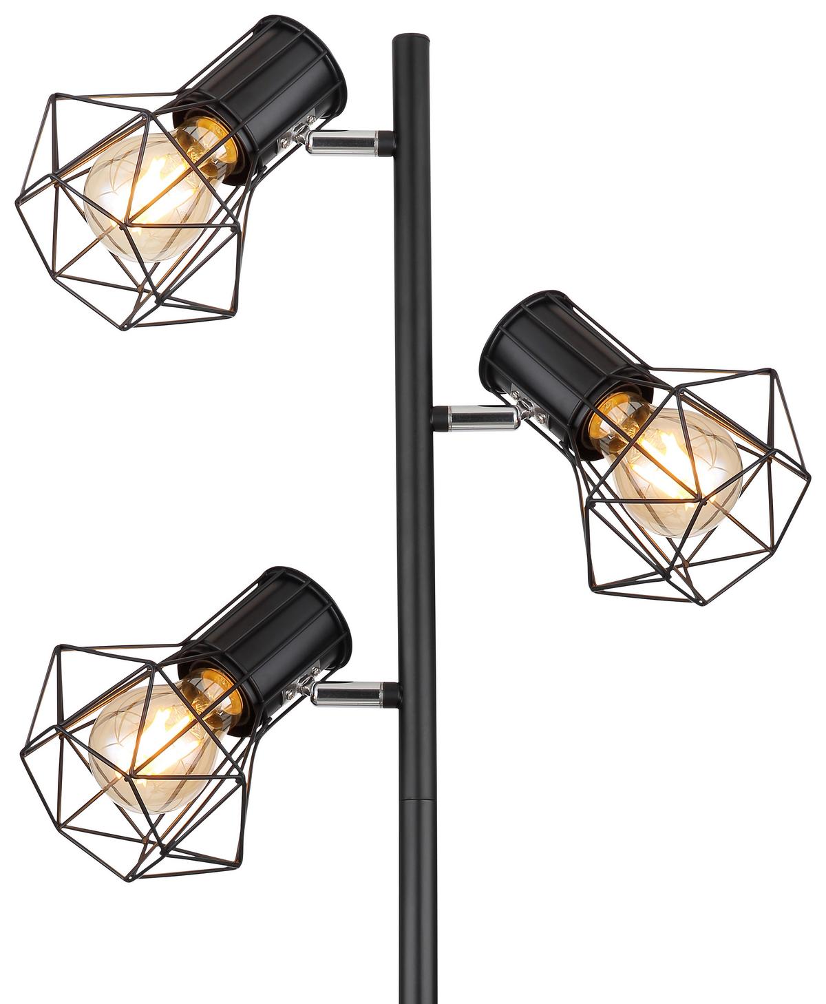 Stehlampe Schwarz Matt inkl. Fußschalter - Schwarz, Basics, Metall (30,5/25/161cm) - Globo