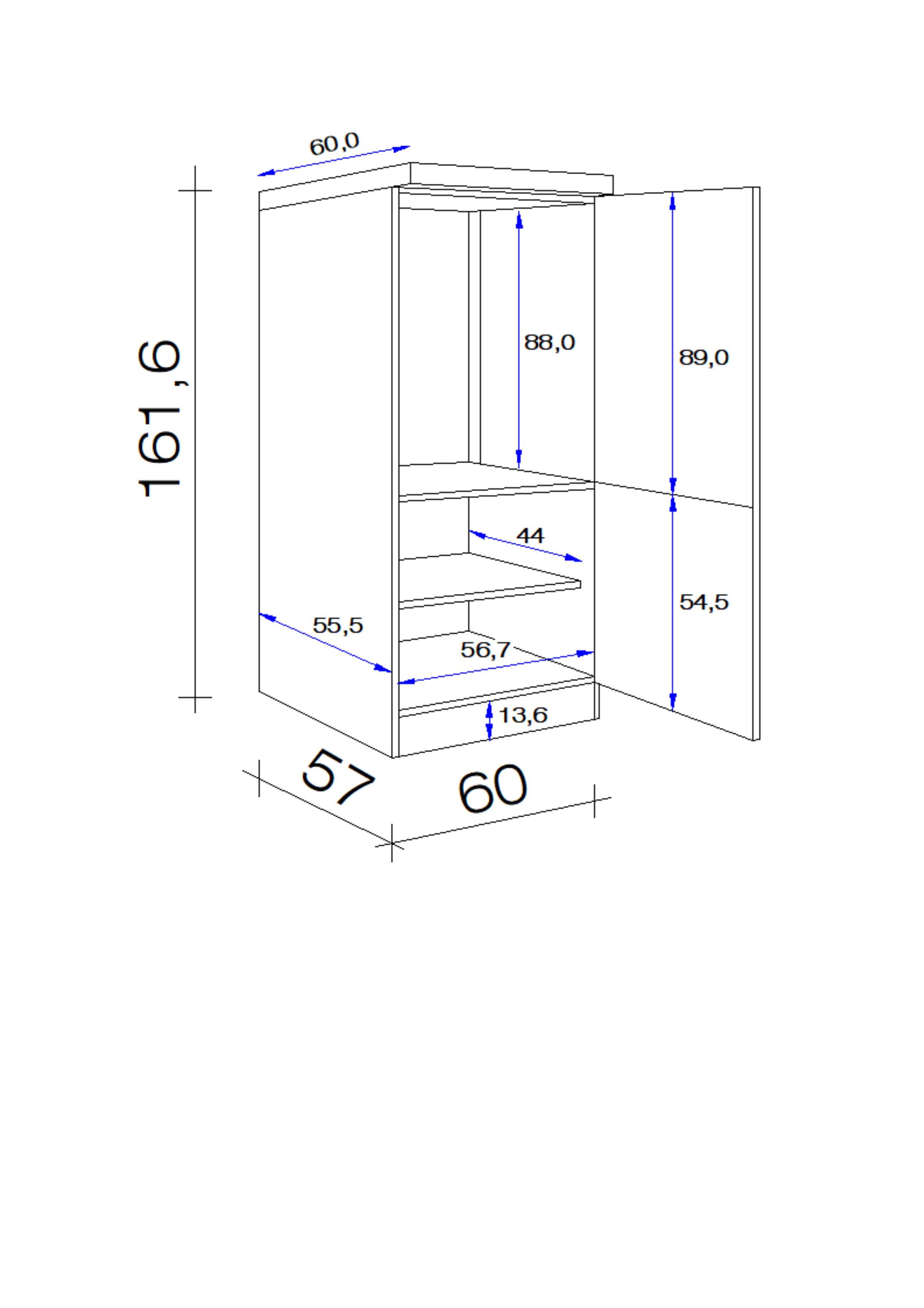 Skříňka na spotřebiče Venezia-Valero 60cm - Sonoma dub/vysoce lesklá bílá, Moderní, kov/kompozitní dřevo (60/161,6/57cm) - FlexWell